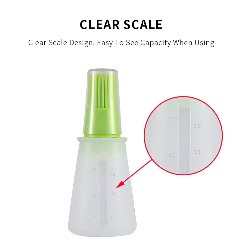 New Design ECO-friendly Brush On The Lid Silicone Cooking Oil Bottle Kitchen Oil Bottle