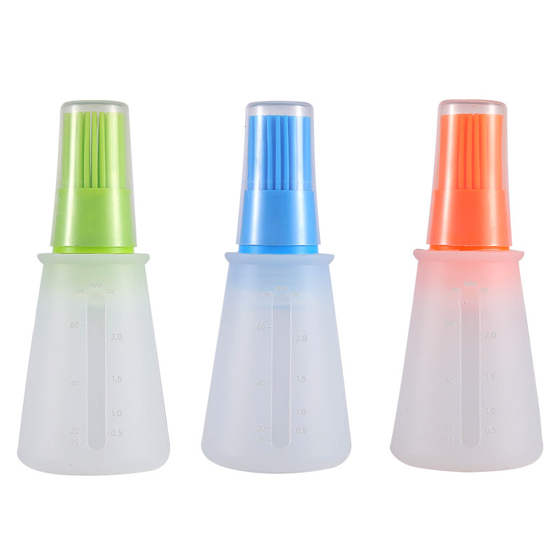 New Design ECO-friendly Brush On The Lid Silicone Cooking Oil Bottle Kitchen Oil Bottle