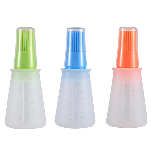 New Design ECO-friendly Brush On The Lid Silicone Cooking Oil Bottle Kitchen Oil Bottle
