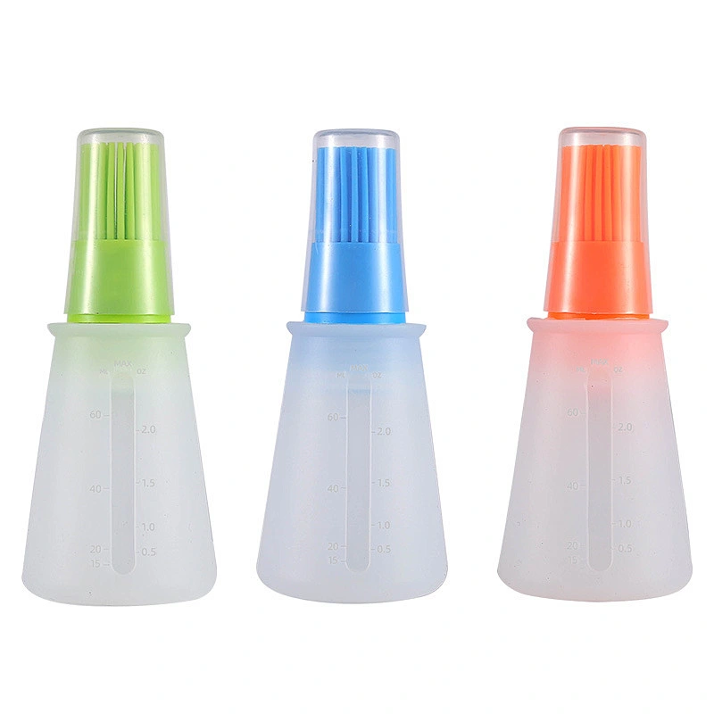 New Design ECO-friendly Brush On The Lid Silicone Cooking Oil Bottle Kitchen Oil Bottle